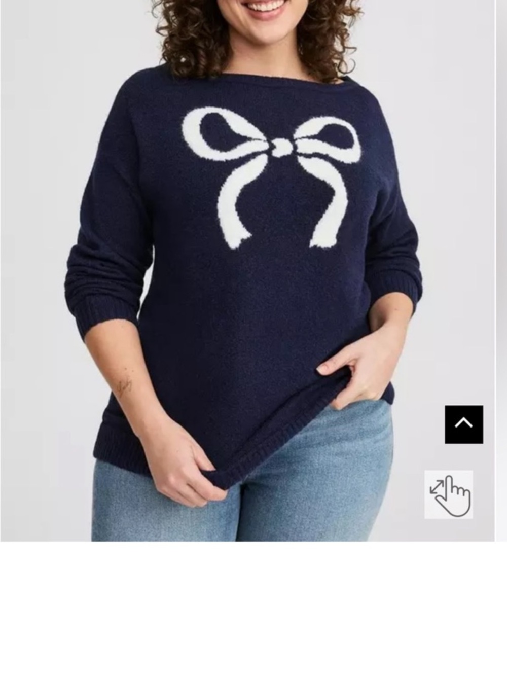 Torrid Vegan Cashmere Pullover Sweater Navy Bow NWT